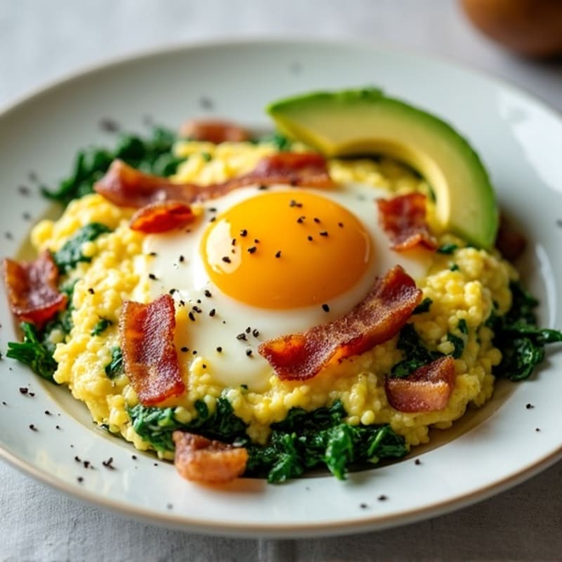 Egg White Scramble with Spinach and Turkey Bacon