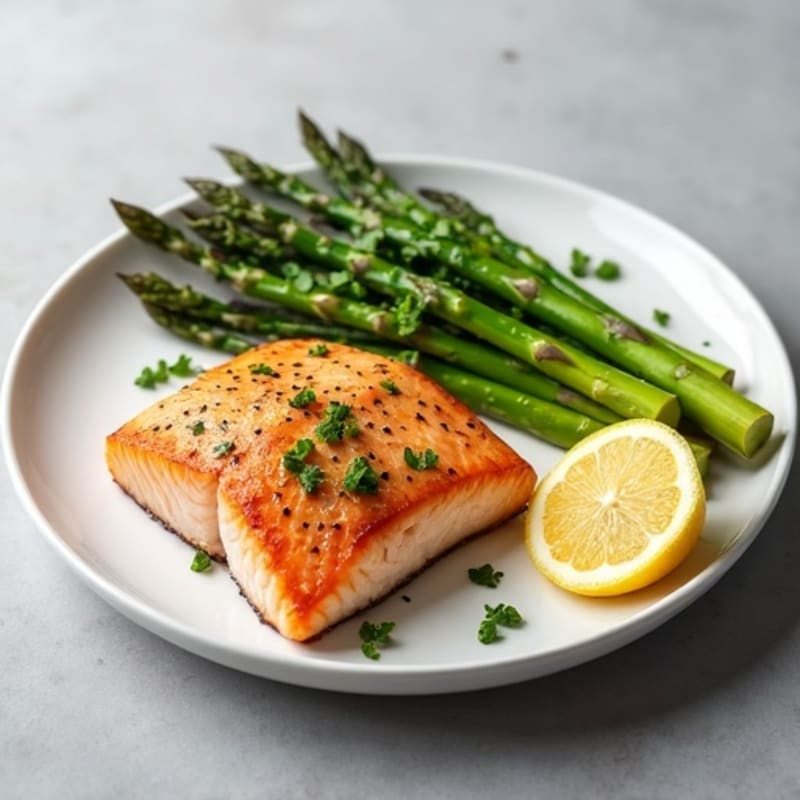 Seared Salmon with Steamed Asparagus