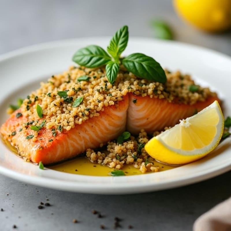 Herb-Crusted Baked Salmon with Lemon