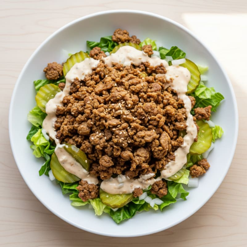 Crispy Ground Beef Big Mac Bowl