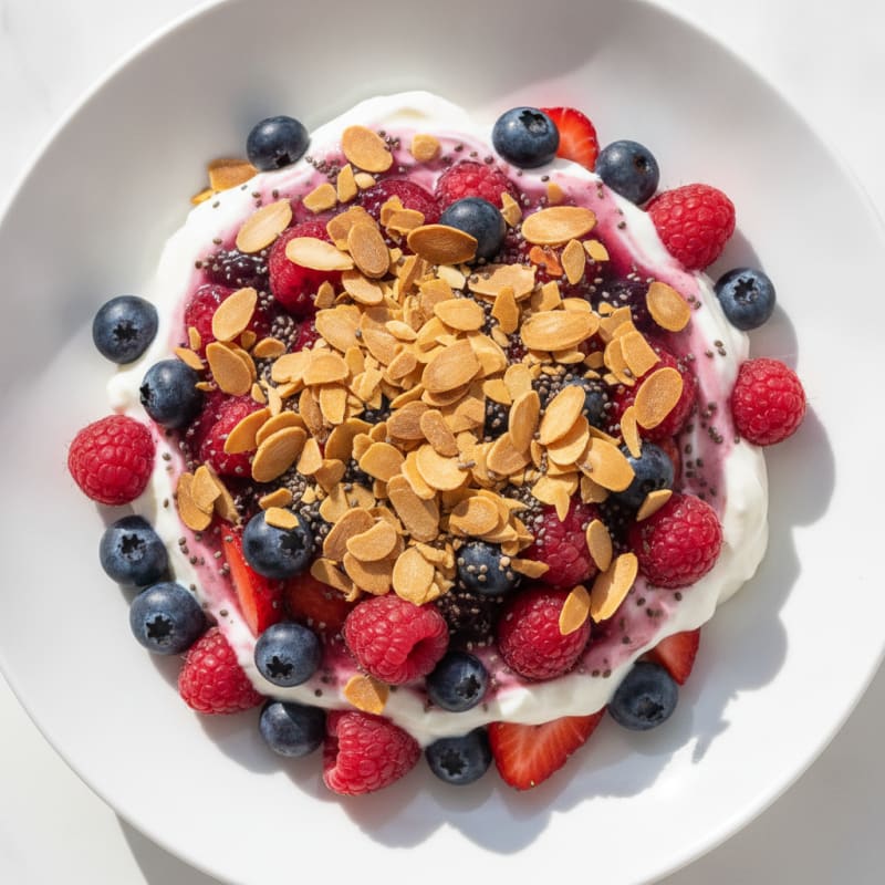 Greek Yogurt Protein Parfait with Berries and Almonds