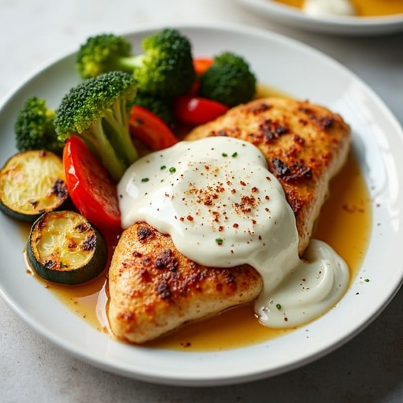 Creamy Spiced Chicken with Roasted Vegetables