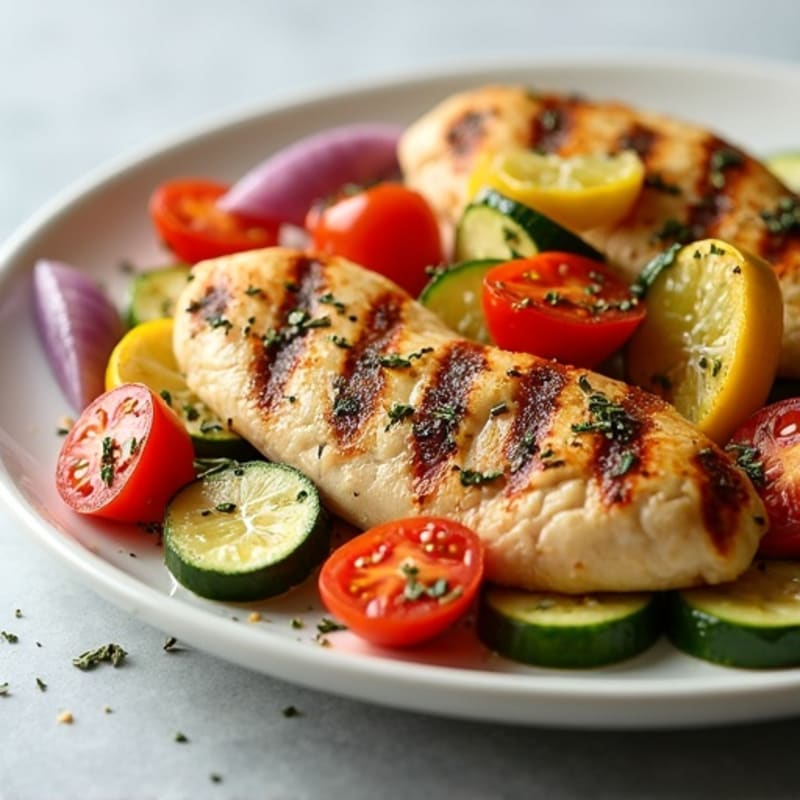 Herb-Roasted Summer Vegetable Medley with Grilled Chicken