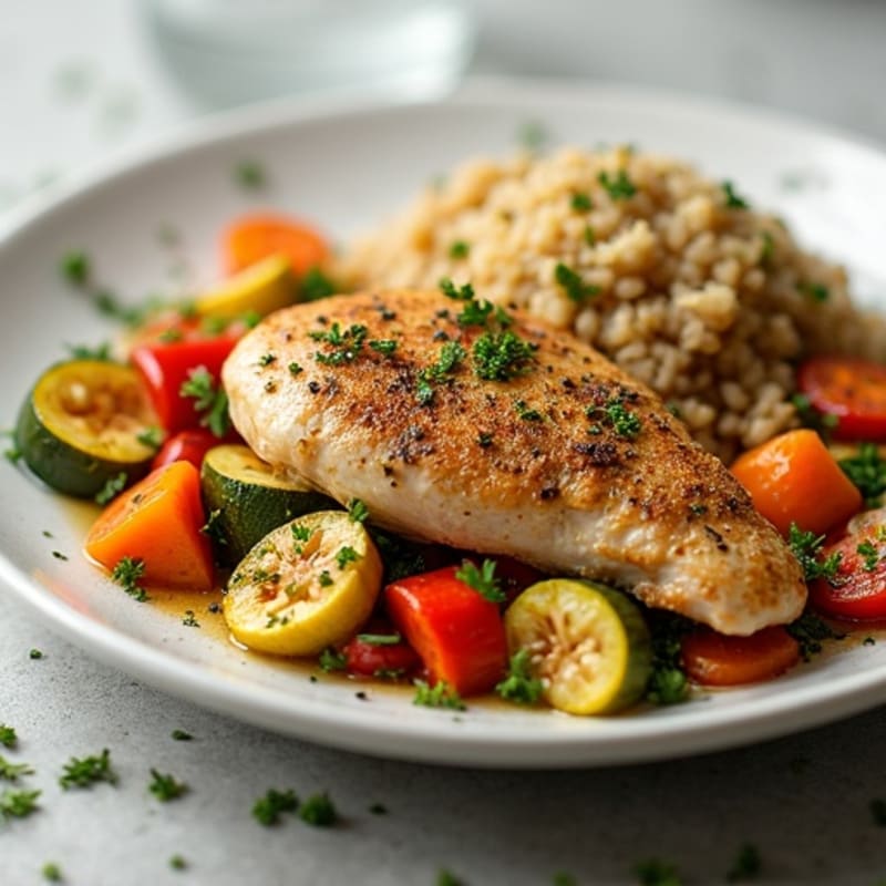 Herb-Crusted Pan Seared Chicken with Roasted Vegetables