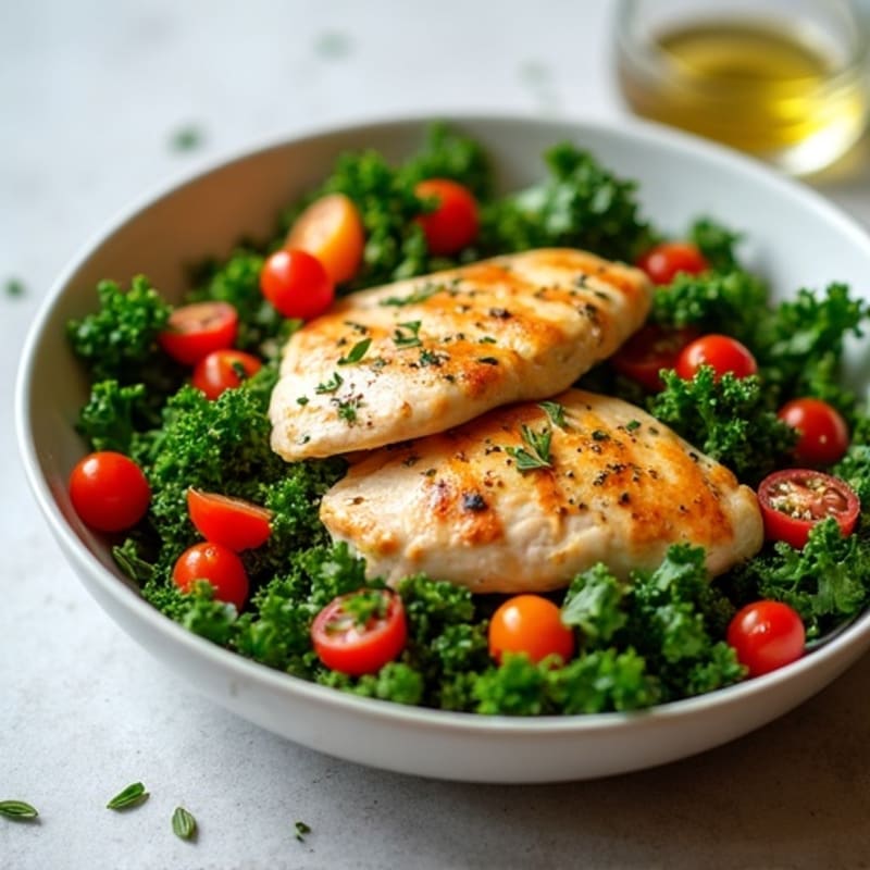 Herb-Roasted Chicken and Crispy Kale Salad with Citrus Vinaigrette