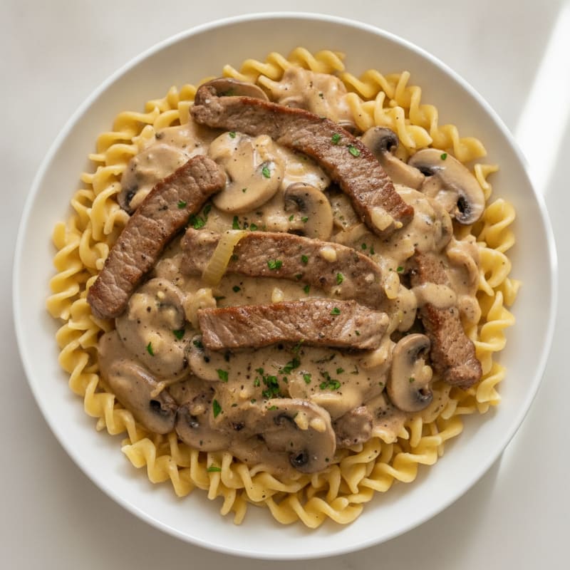 Classic Beef Stroganoff with Egg Noodles