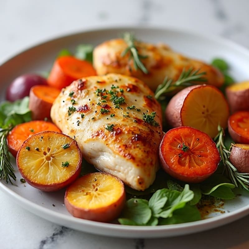 Sheet Pan Lemon Herb Chicken and Crispy Roasted Root Vegetables
