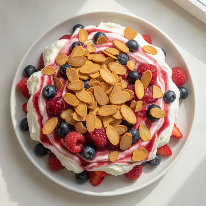 Greek Yogurt Protein Parfait with Mixed Berries and Almonds