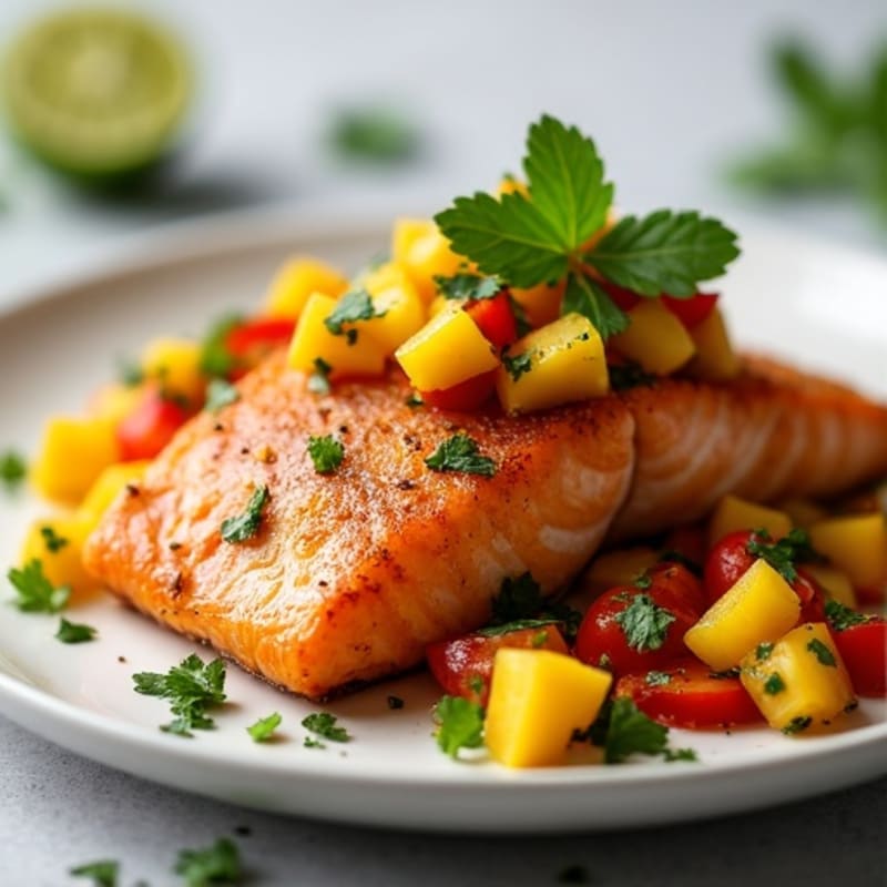 Crispy Pan-Seared Salmon with Bright Mango Salsa