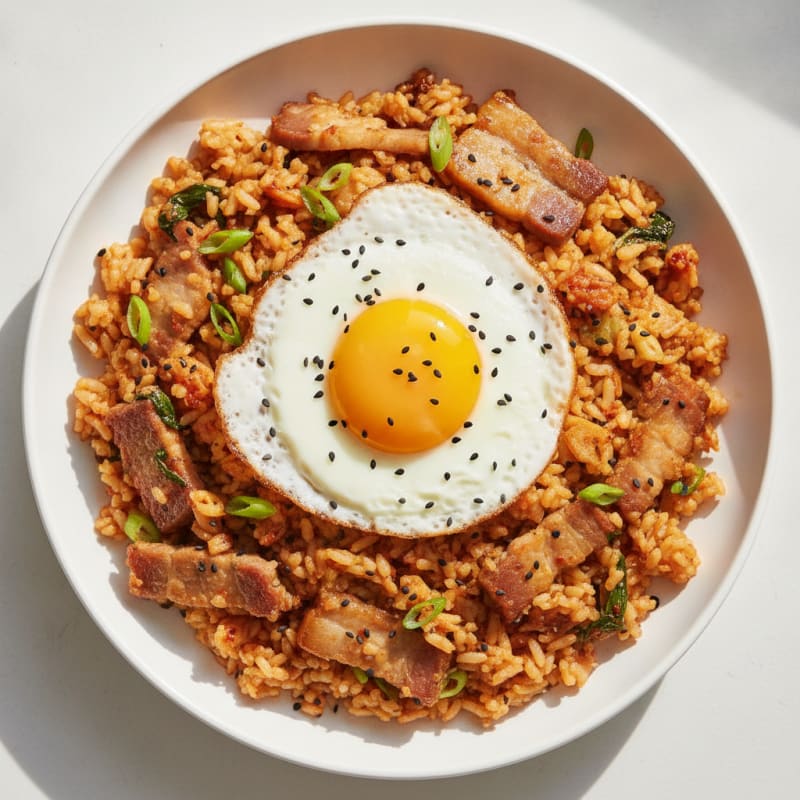Kimchi Fried Rice with Pork Belly