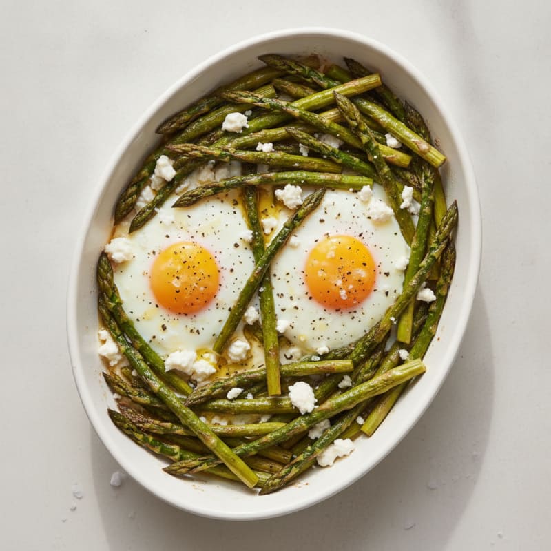 Baked Eggs with Roasted Asparagus
