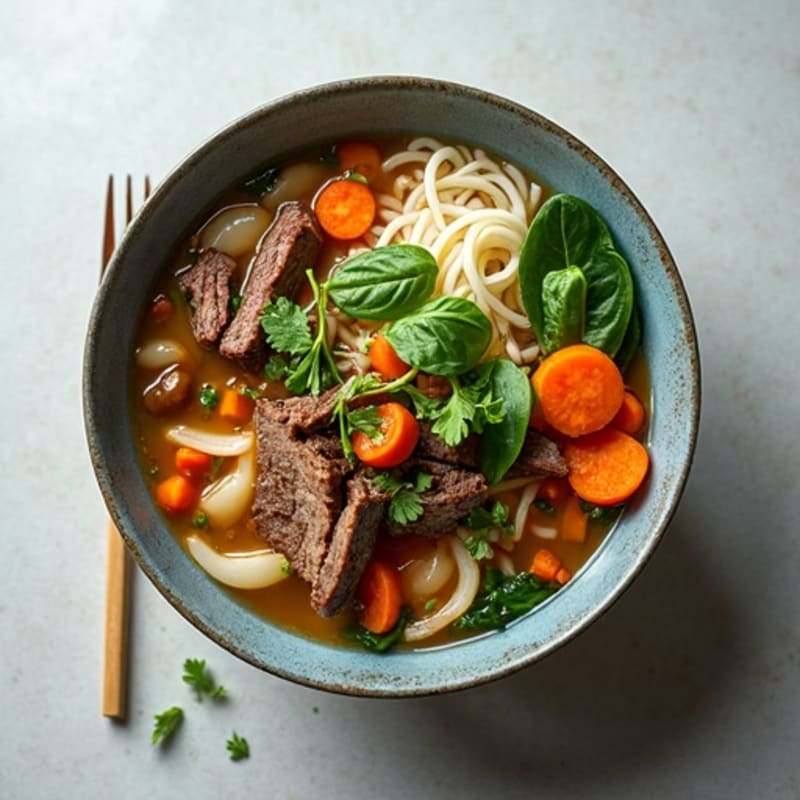 Aromatic Lean Beef Noodle Soup with Fresh Herbs