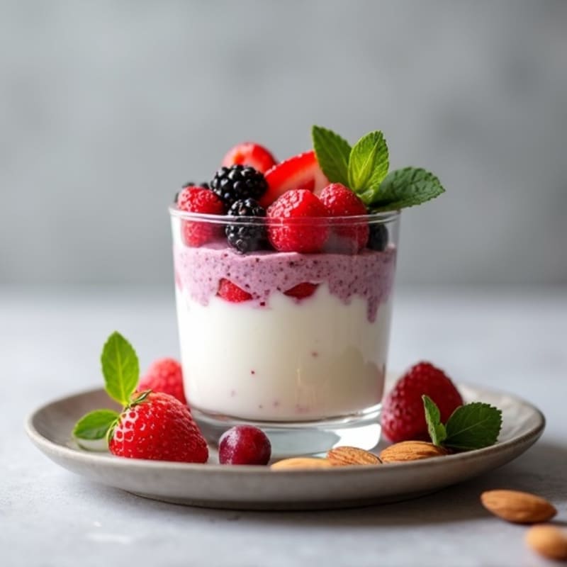 Greek Yogurt Protein Parfait with Mixed Berries and Almonds