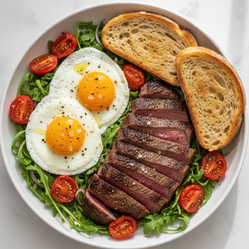 Steak and Eggs with Roasted Tomatoes