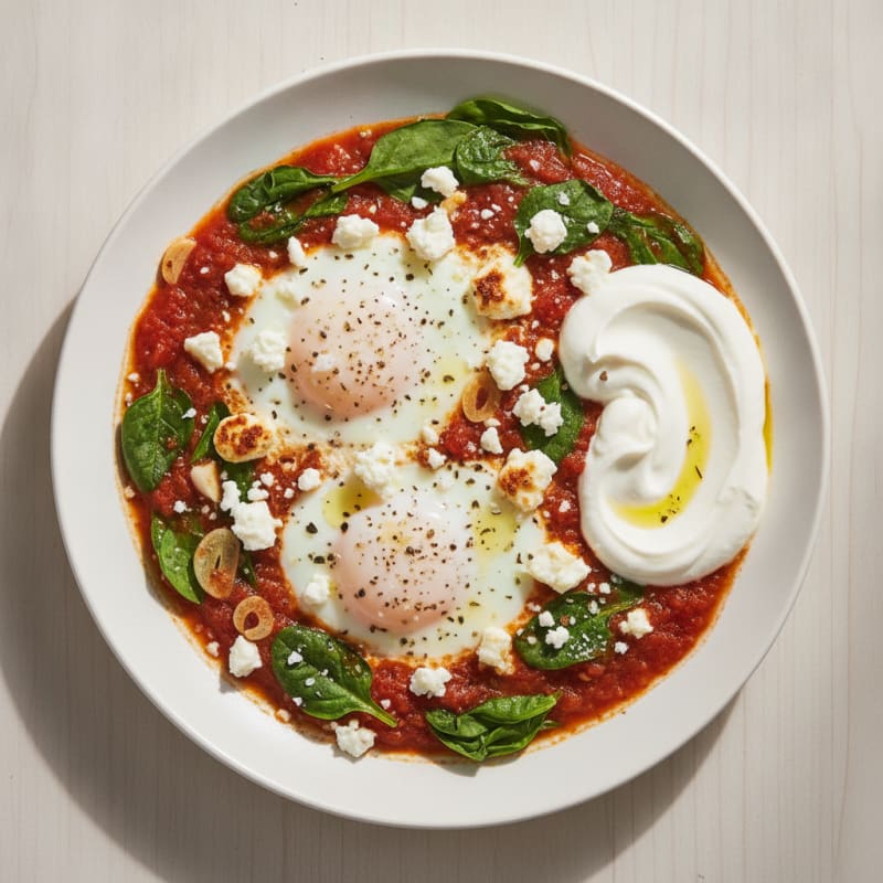 Mediterranean Baked Eggs with Spinach
