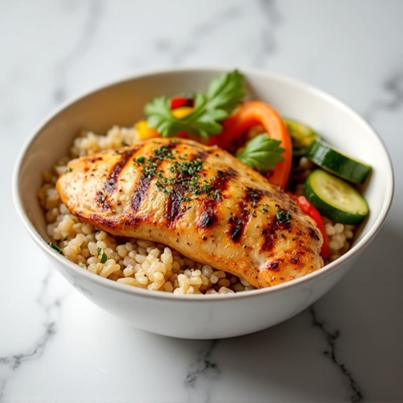 Grilled Chicken and Vegetable Rice Bowl
