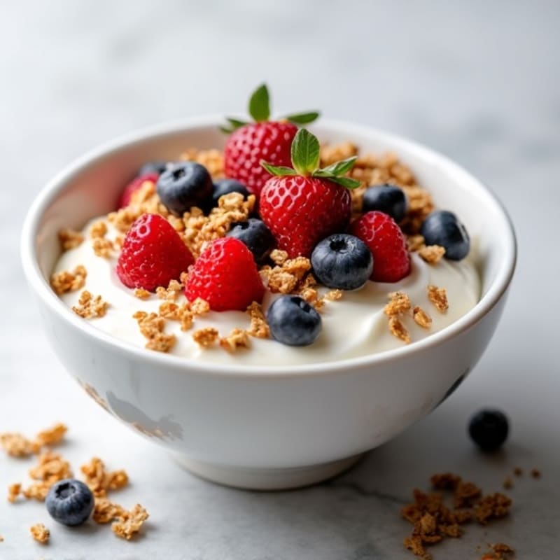 Creamy Greek Yogurt Bowl with Mixed Berries and Protein Granola