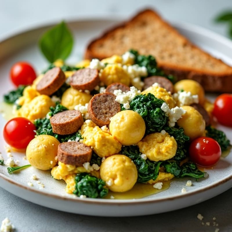 Egg White Scramble with Spinach and Turkey Sausage