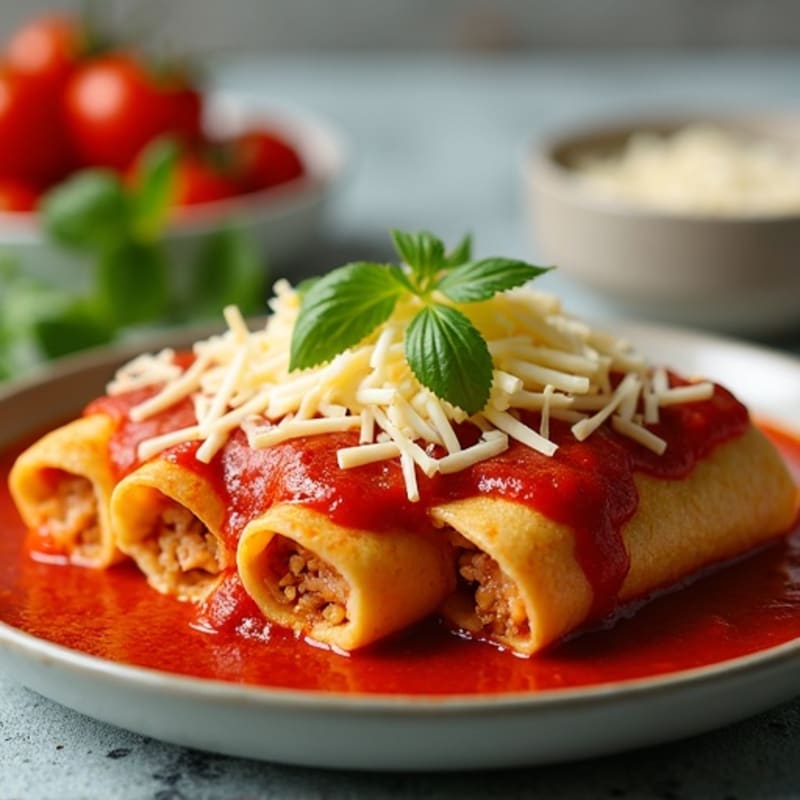 Healthy Chicken Enchiladas with Zesty Red Sauce