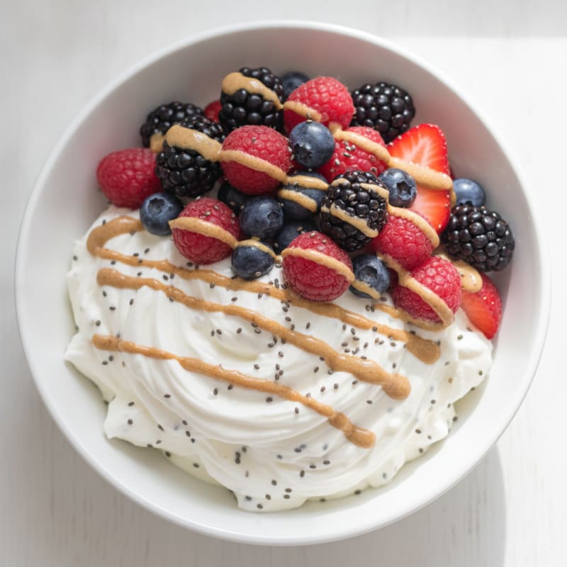 Greek Yogurt Protein Mousse with Mixed Berries