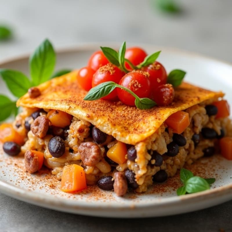 Spicy Chicken and Black Bean Tortilla Bake