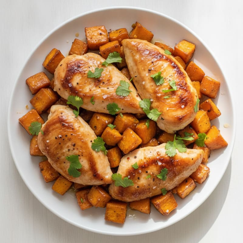 Roasted Sweet Potato and Chicken with Honey-Lime Glaze
