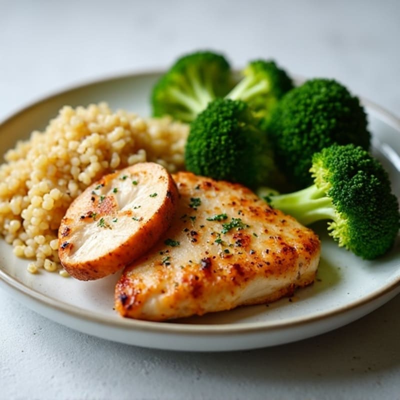Grilled Chicken Breast with Quinoa and Steamed Broccoli