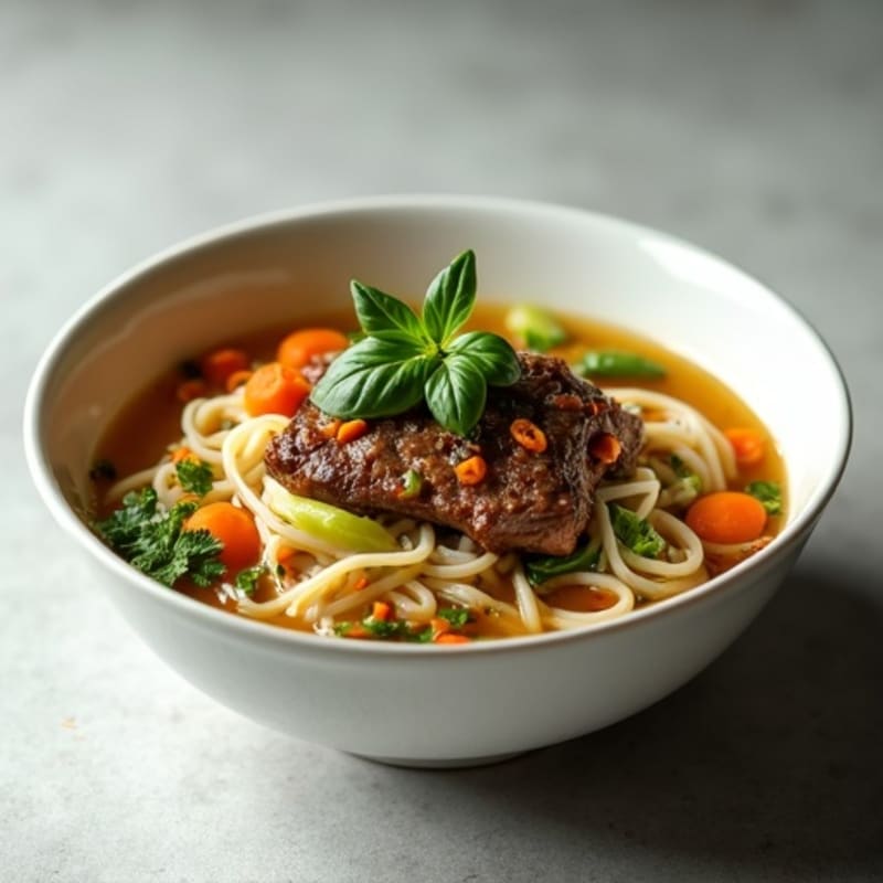 Aromatic Beef Noodle Soup with Fresh Herbs