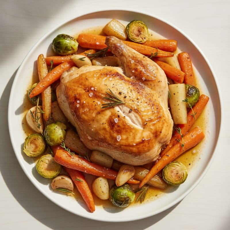 Garlic Herb Roasted Chicken with Root Vegetables