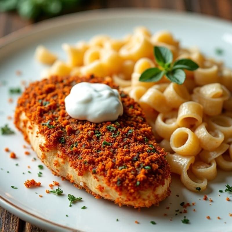 Spicy Herb-Crusted Chicken with Creamy Whole Wheat Pasta