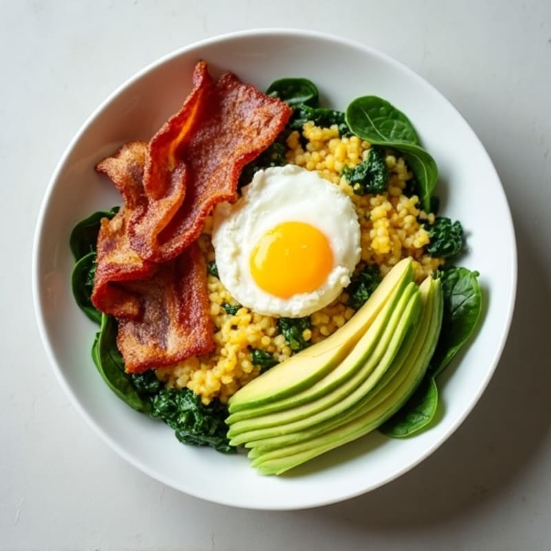 Egg White Scramble with Spinach and Turkey Bacon