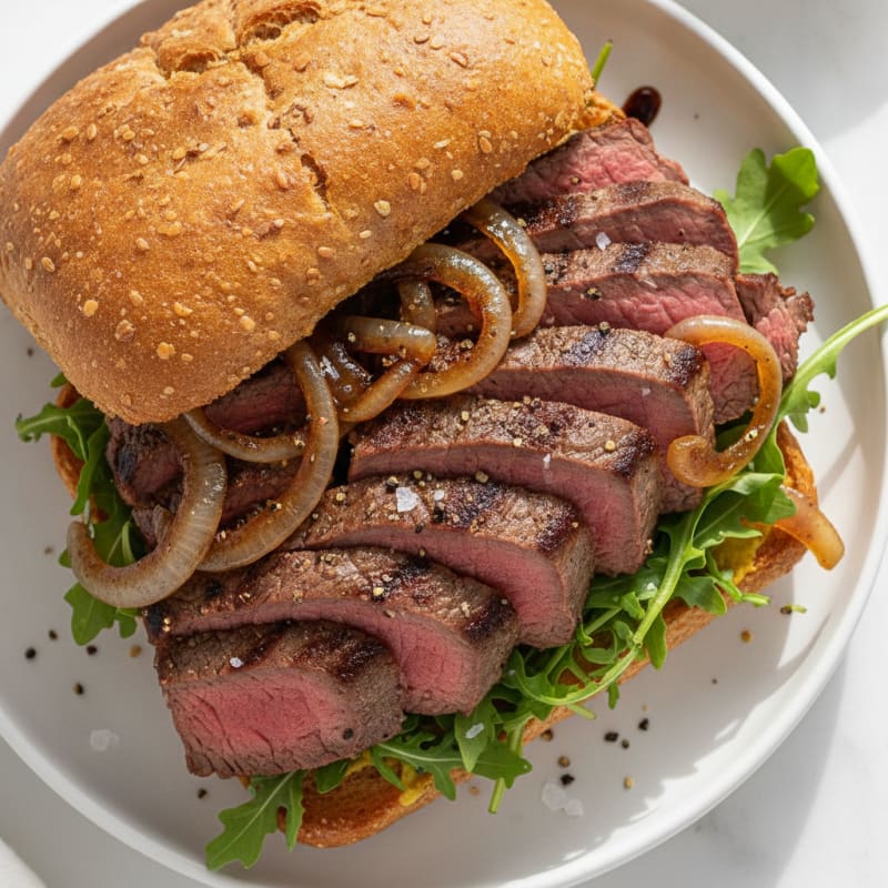 Grilled Steak Sandwich with Caramelized Onions