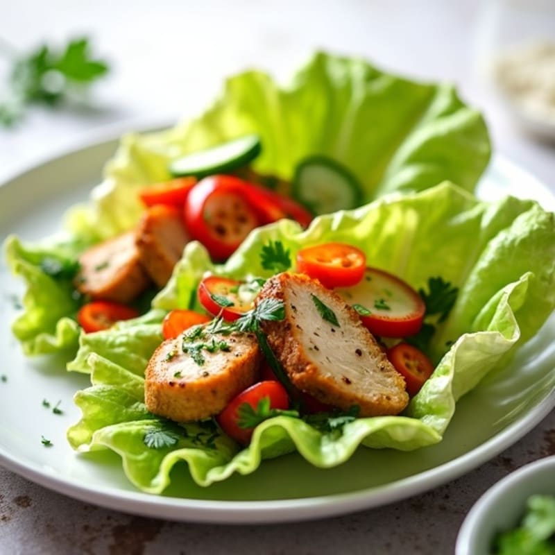 Chicken Lettuce Wraps with Crunchy Vegetables and Zesty Lime Dressing