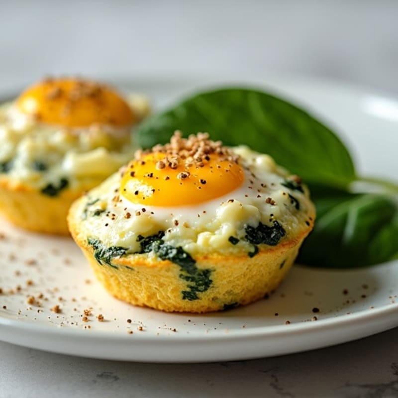 Fluffy Baked Egg Muffin with Spinach and Feta