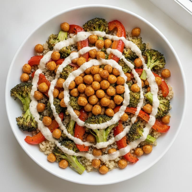 Roasted Vegetable and Chickpea Grain Bowl