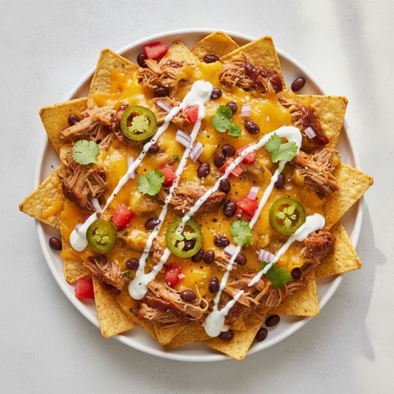 Pulled Pork Nachos with Pickled Jalapeños
