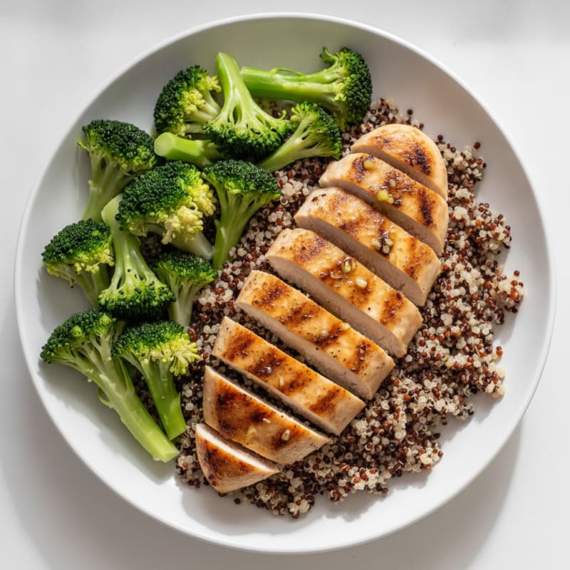 Grilled Chicken Breast with Quinoa and Steamed Broccoli
