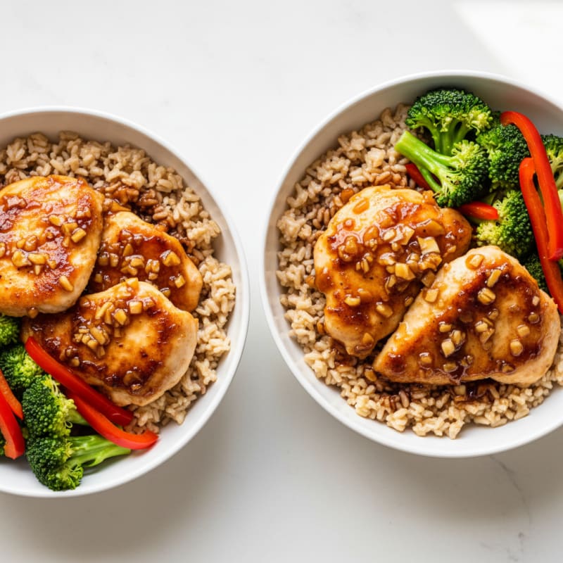 Crispy Honey-Garlic Chicken Bowls