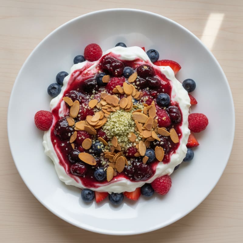 Greek Yogurt Protein Parfait with Mixed Berries
