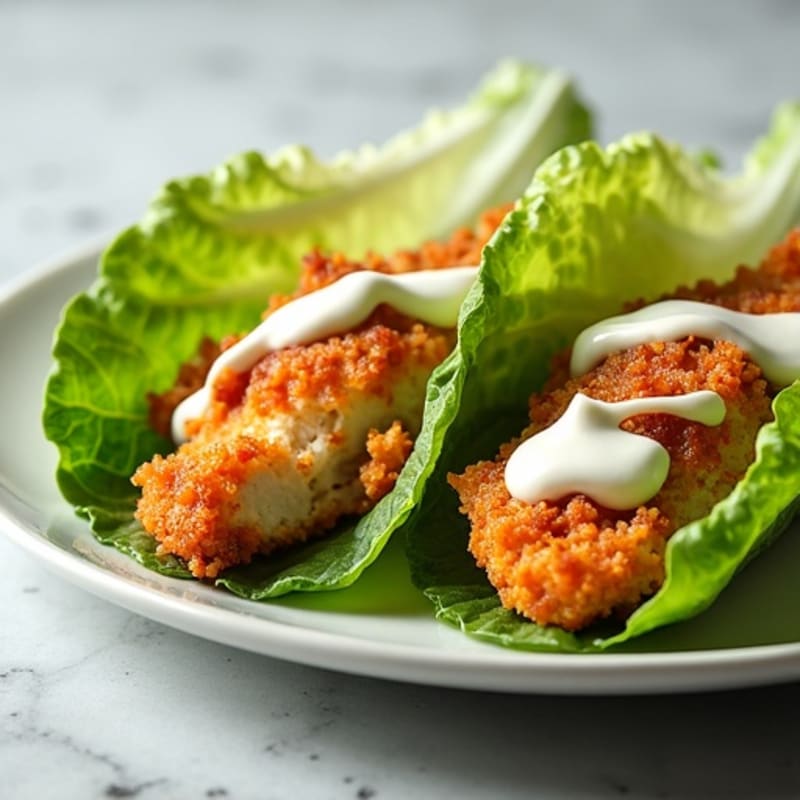 Crispy Buffalo Chicken Lettuce Wraps with Creamy Ranch Drizzle