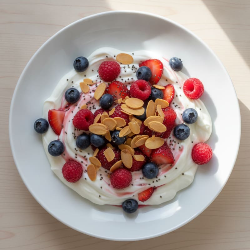 Greek Yogurt Protein Parfait with Mixed Berries