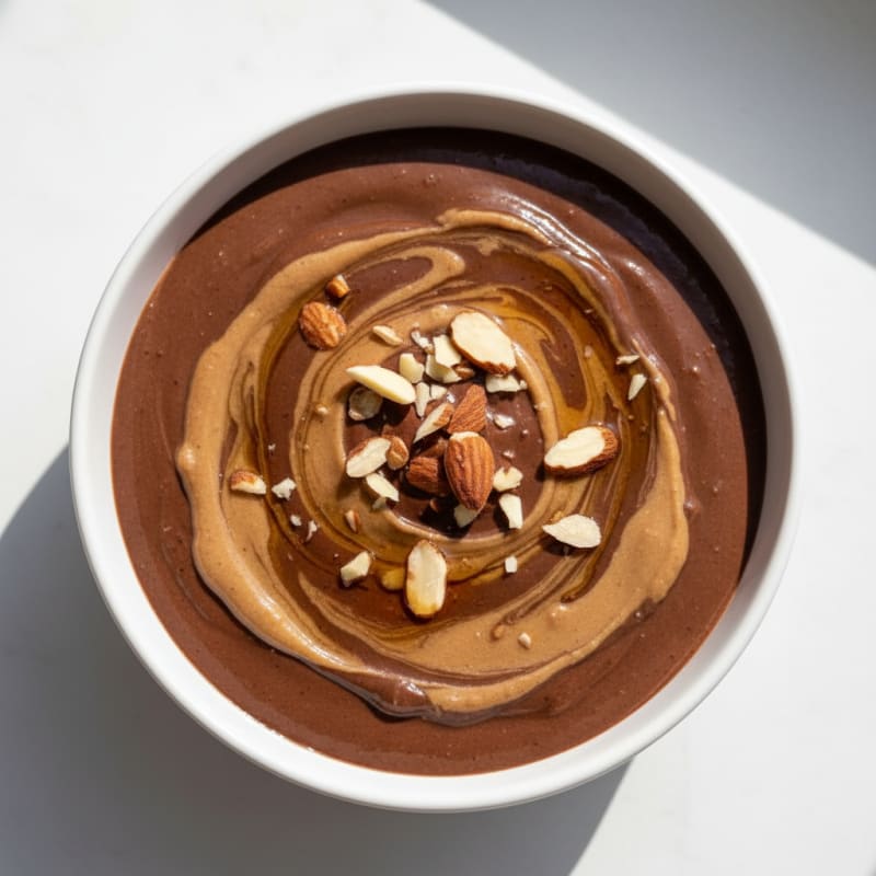 Silky Chocolate Protein Pudding with Almond Butter Swirl