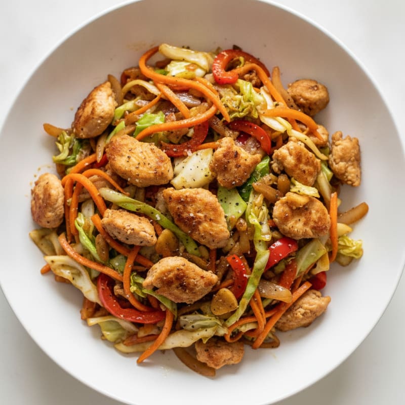 Ground Chicken Stir-Fry Bowl with Cabbage