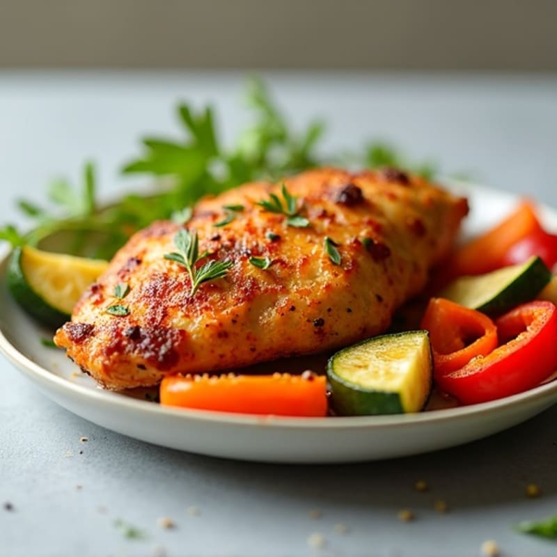 Buttermilk Marinated Crispy Baked Chicken with Roasted Vegetables