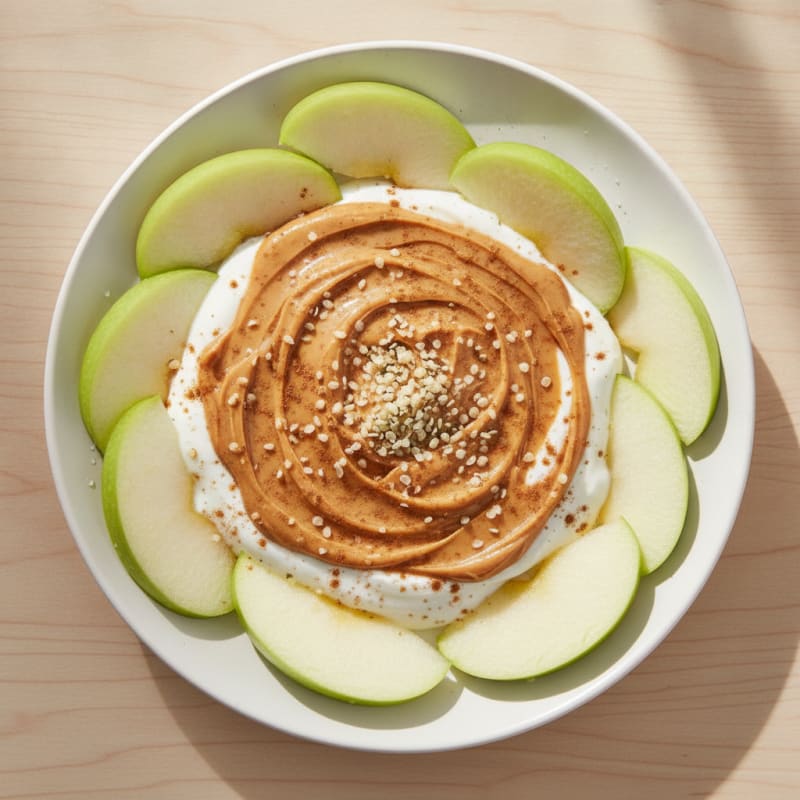 Green Apple with Peanut Butter and Yogurt