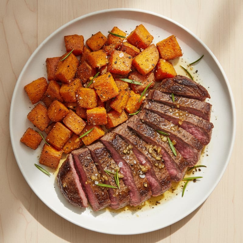 Garlic Herb Steak with Roasted Root Vegetables