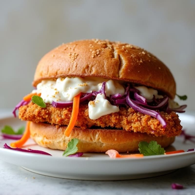 Crispy Baked Chicken Sandwich with Greek Yogurt Slaw