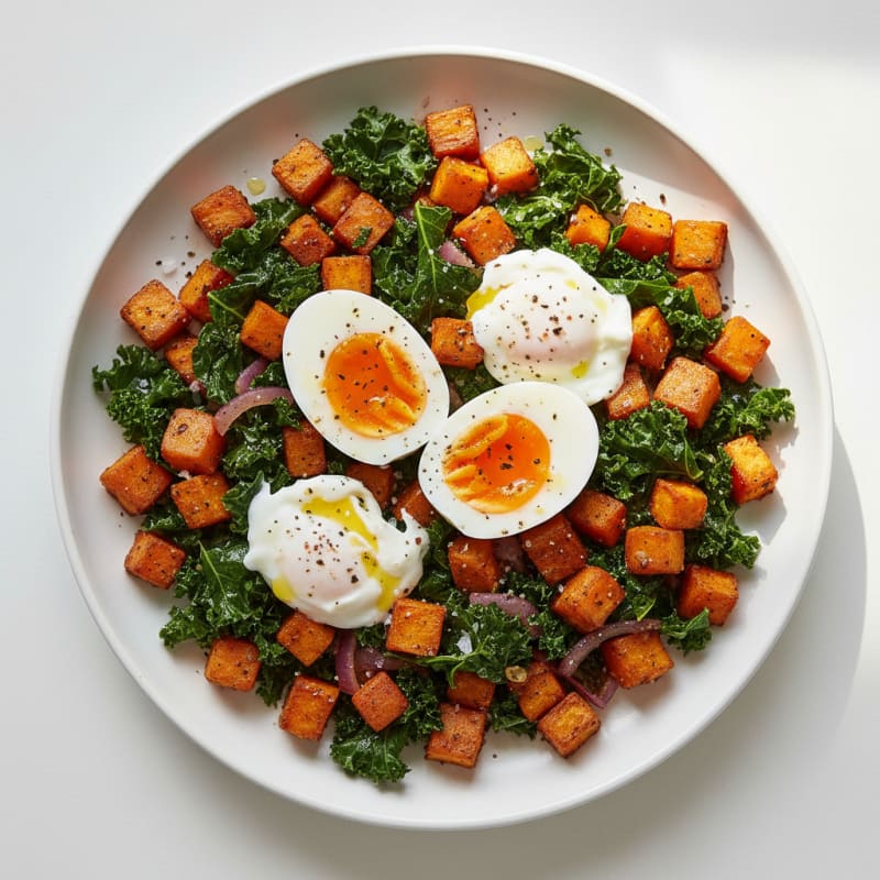 Sweet Potato and Kale Hash with Eggs