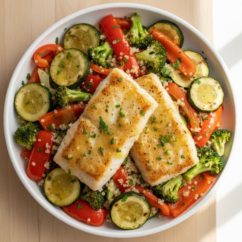 Lemon-Herb Baked Cod with Roasted Vegetables