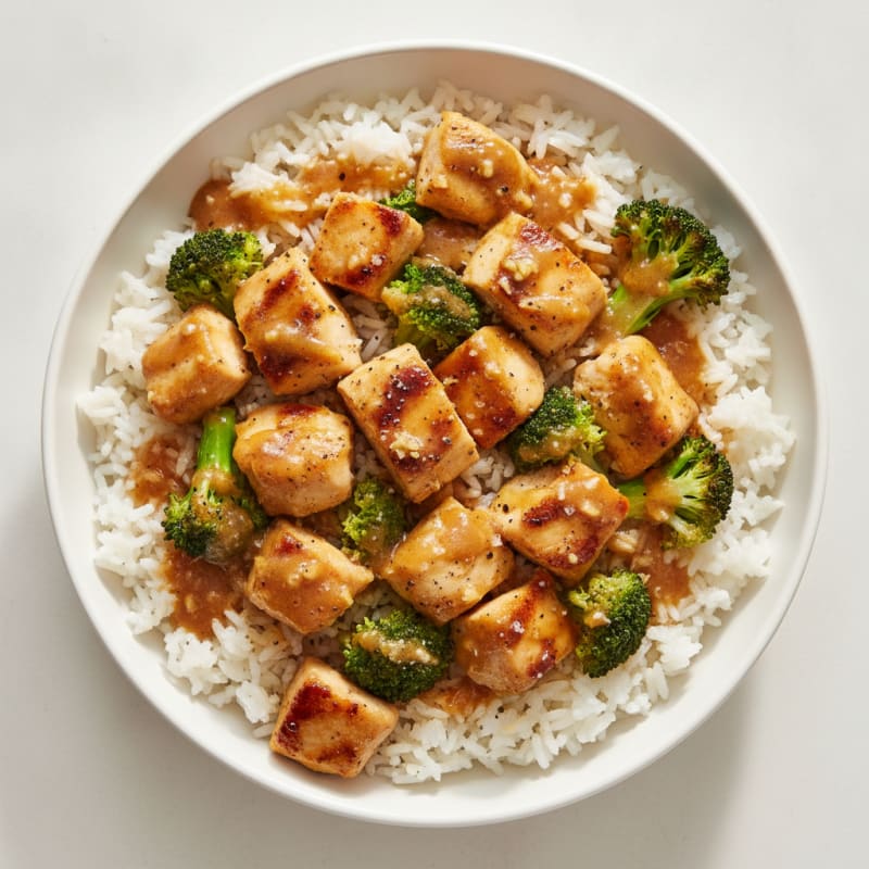 Garlic Chicken and Broccoli Rice Bowl